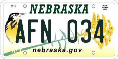 NE license plate AFN034
