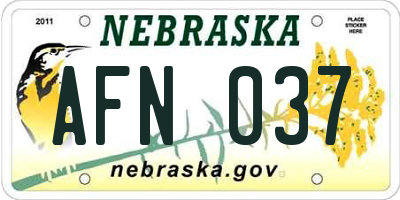 NE license plate AFN037