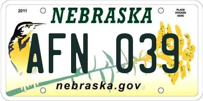 NE license plate AFN039