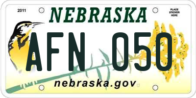 NE license plate AFN050
