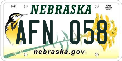 NE license plate AFN058