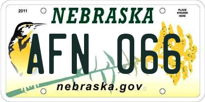 NE license plate AFN066