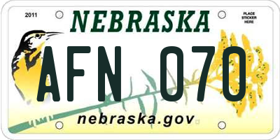 NE license plate AFN070