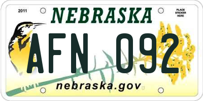 NE license plate AFN092