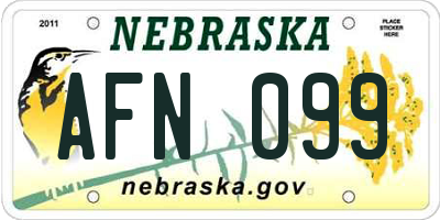 NE license plate AFN099