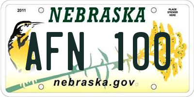 NE license plate AFN100