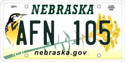 NE license plate AFN105