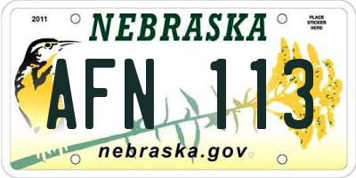 NE license plate AFN113