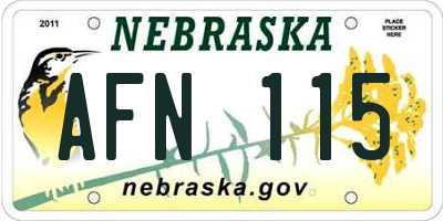NE license plate AFN115