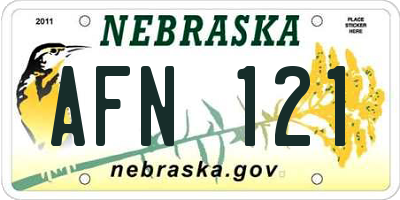 NE license plate AFN121