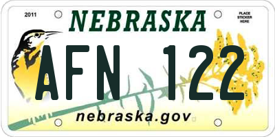 NE license plate AFN122