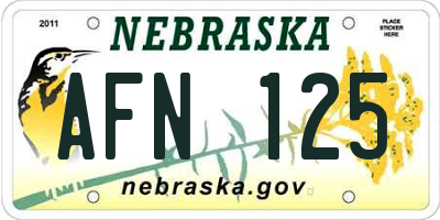 NE license plate AFN125