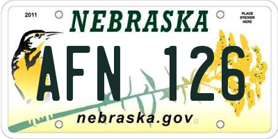 NE license plate AFN126