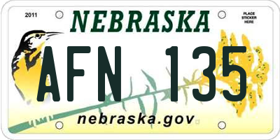 NE license plate AFN135