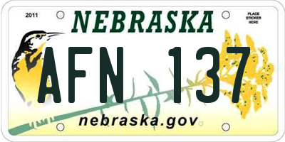 NE license plate AFN137