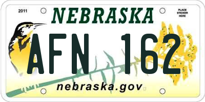 NE license plate AFN162