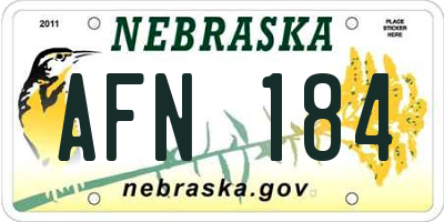 NE license plate AFN184