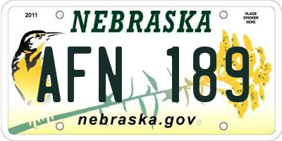 NE license plate AFN189