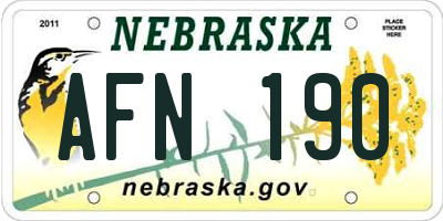 NE license plate AFN190