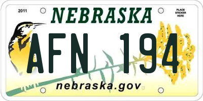 NE license plate AFN194
