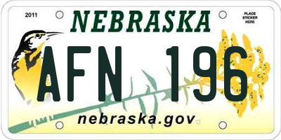 NE license plate AFN196