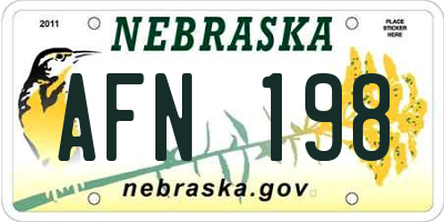 NE license plate AFN198