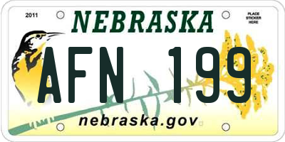 NE license plate AFN199