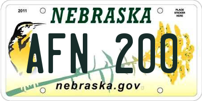 NE license plate AFN200
