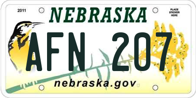 NE license plate AFN207