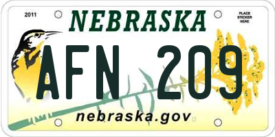 NE license plate AFN209
