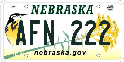 NE license plate AFN222