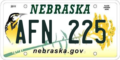 NE license plate AFN225