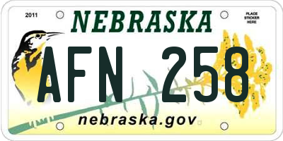 NE license plate AFN258