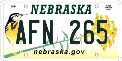NE license plate AFN265