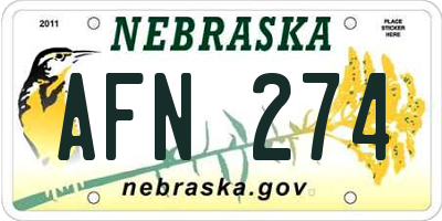 NE license plate AFN274