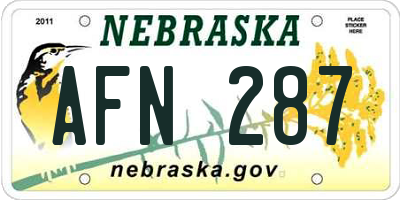 NE license plate AFN287