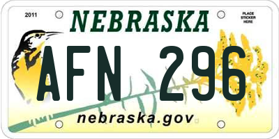 NE license plate AFN296