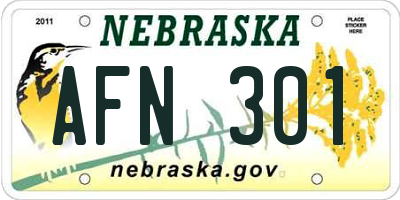 NE license plate AFN301