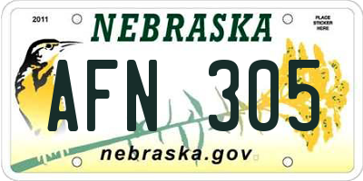 NE license plate AFN305