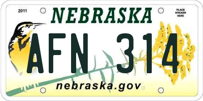 NE license plate AFN314