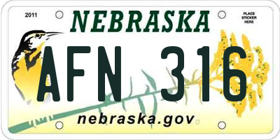NE license plate AFN316