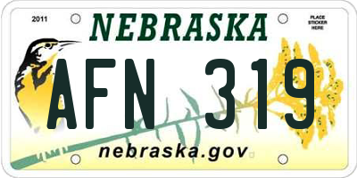 NE license plate AFN319