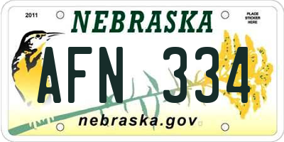 NE license plate AFN334