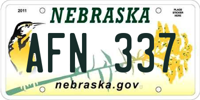 NE license plate AFN337