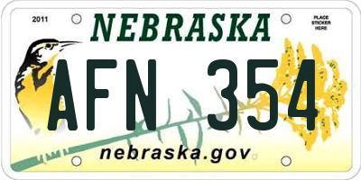 NE license plate AFN354