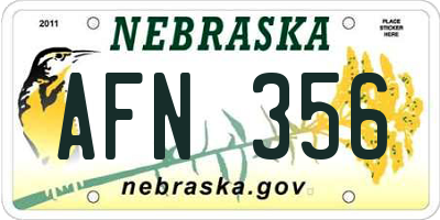 NE license plate AFN356