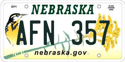 NE license plate AFN357