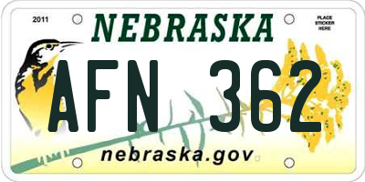 NE license plate AFN362
