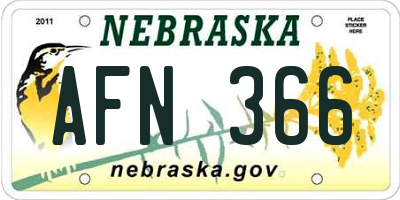 NE license plate AFN366