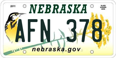 NE license plate AFN378